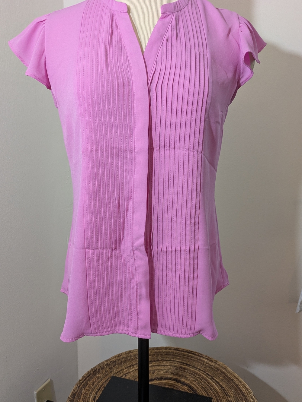 Simply Styled Pink Pintuck Cap-Sleeve Blouse